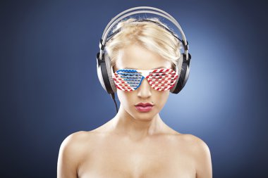 Portrait of model with American inspired accessories. clipart