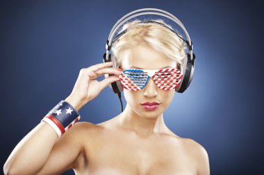 0656- Portrait of model with American inspired accessories. clipart