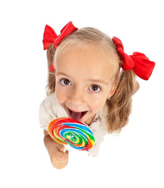 Little girl with large lollipop — Stock Photo, Image