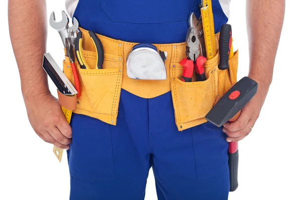 Homem útil com muitas ferramentas — Fotografia de Stock