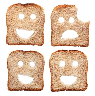 Safety concept with smiling and sad bread slices clipart