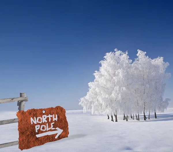 Rusty metallic sign indicating north pole — Stock Photo, Image
