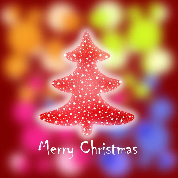 Ağaç ve bulanık ışıkları Noel tebrik kartı — Stok fotoğraf