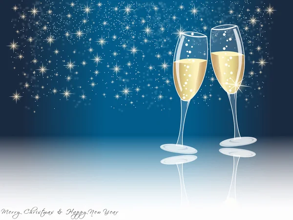 Happy new year champagne glasses — Stock Photo, Image