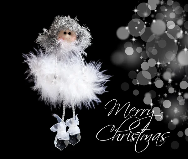 Ángel esponjoso y luces de Navidad —  Fotos de Stock