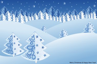 Christmas night winter scene clipart