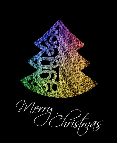 Renkli Noel ağacı tebrik kartı — Stok fotoğraf
