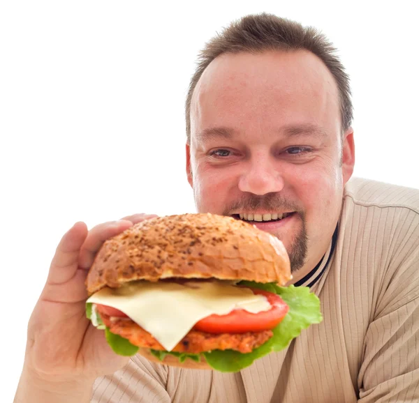Adicción alimentaria - hombre en fase de negación — Foto de Stock