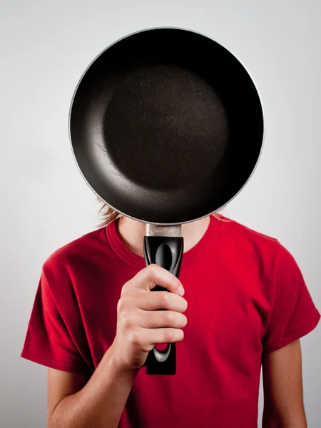Child whit frying pan — Stock Photo, Image