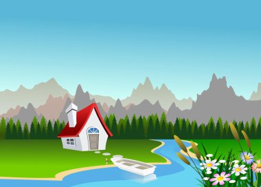 Scenic landscape illustration