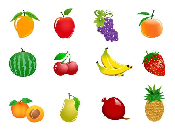 Ícones de frutas — Fotografia de Stock
