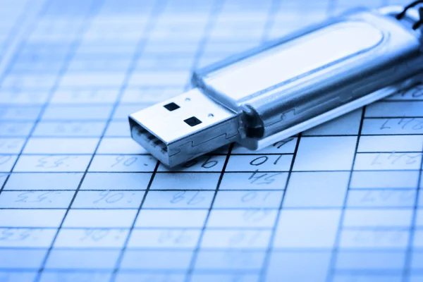 USB y hoja de datos — Foto de Stock