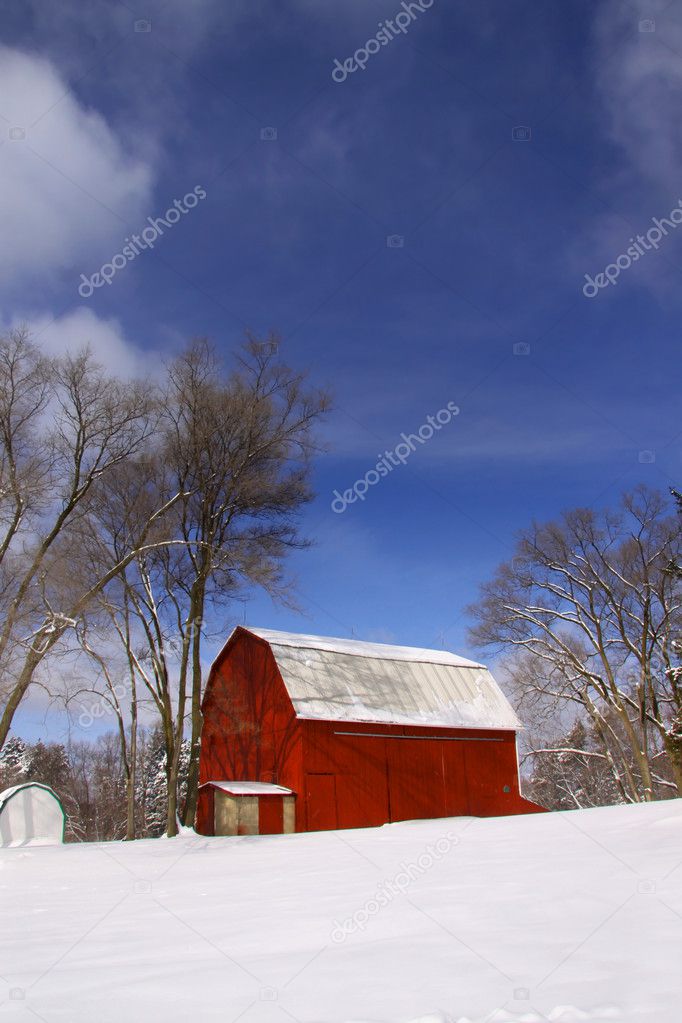 Old barn in the winter