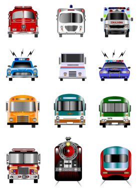 Transportation icons clipart