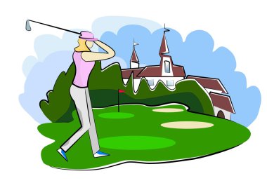 Woman Playing Golf clipart