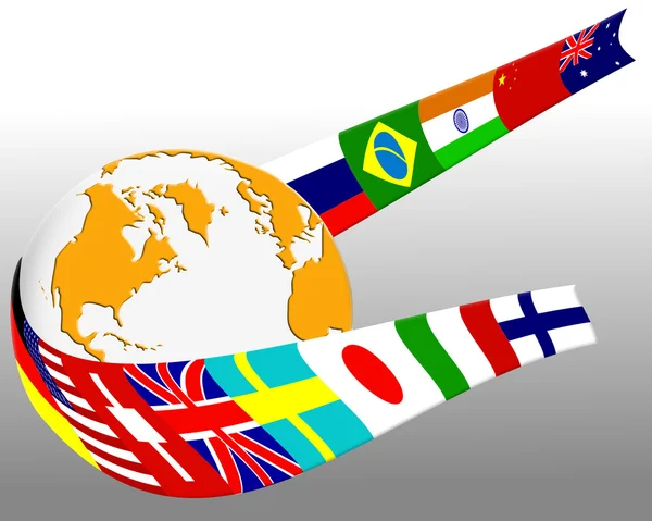 Globe en vlag — Stockfoto