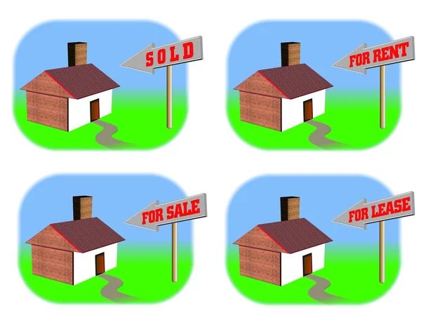 Quattro icone immobiliari — Foto Stock