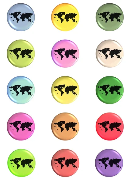 Färgglada 3d världen ikoner — Stockfoto