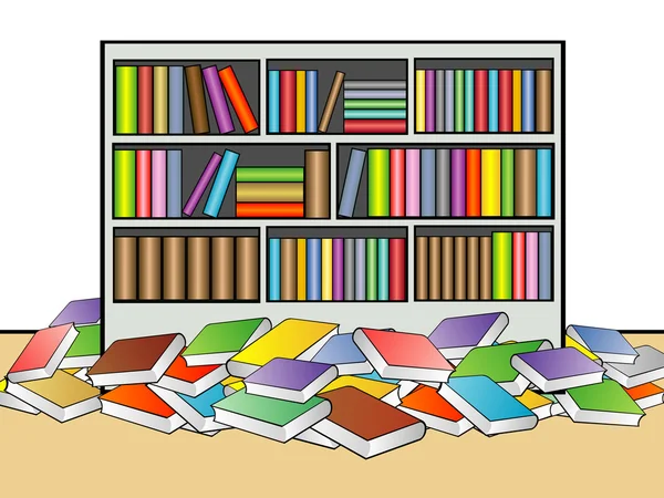 Półka z książkami w bibliotece — Zdjęcie stockowe