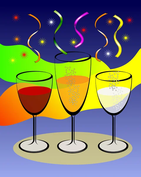 Wijnglazen met kleurrijke achtergrond — Stockfoto
