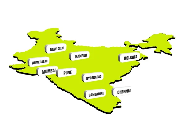 3D mapa Indii — Zdjęcie stockowe