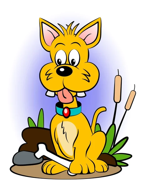 Dog with bone cartoon — Stock Photo, Image