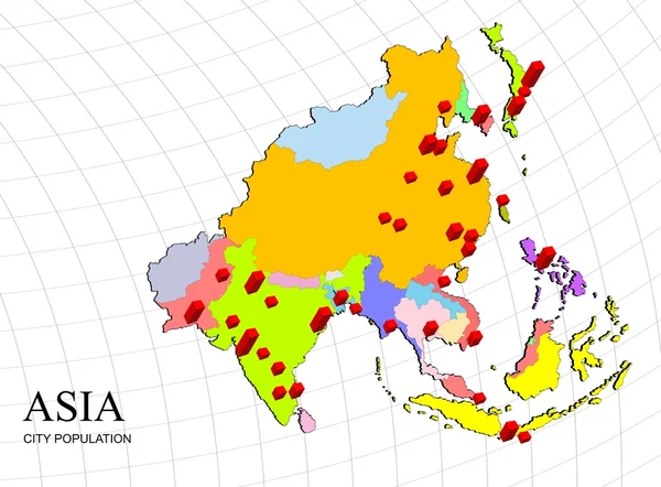 3D-kaart van Azië — Stockfoto