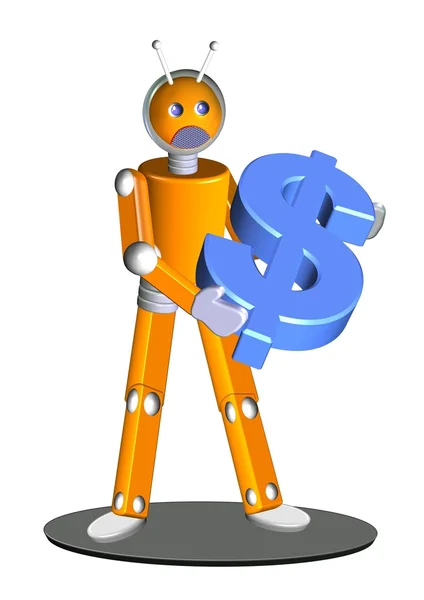 Robot bedrijf dollar — Stockfoto
