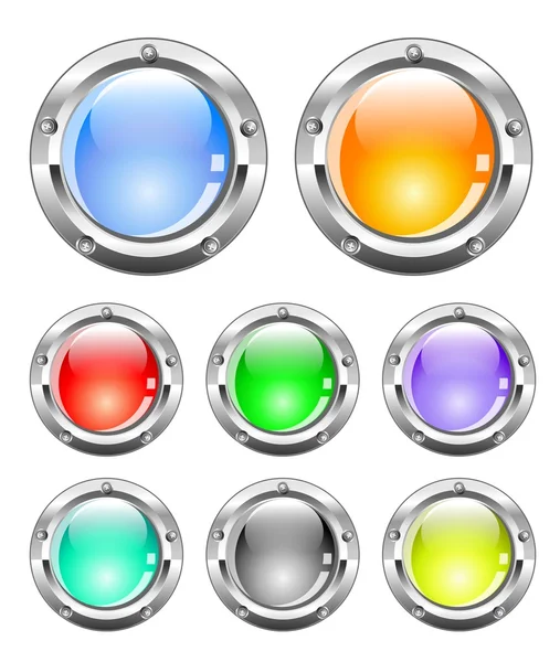 Цветные металлические кнопки — стоковое фото
