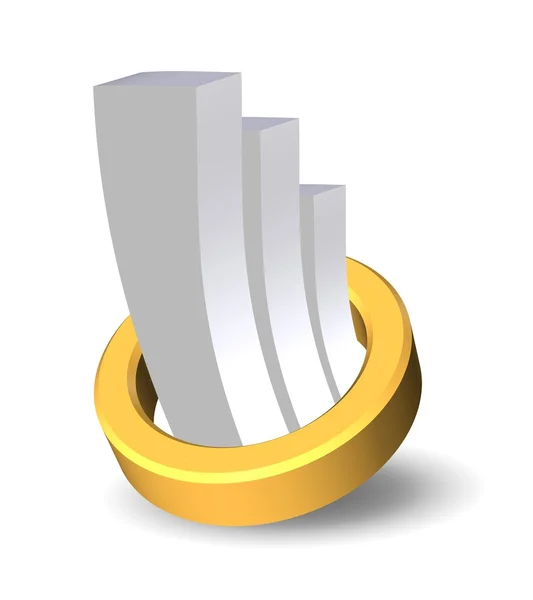 3D metalliska stapeldiagram — Stockfoto