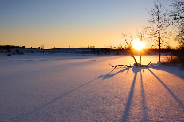 Zimní západ slunce — Stock fotografie
