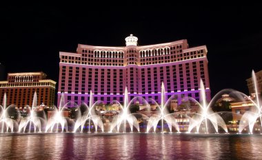 Dancing fountains infront of Bellagio hotel clipart