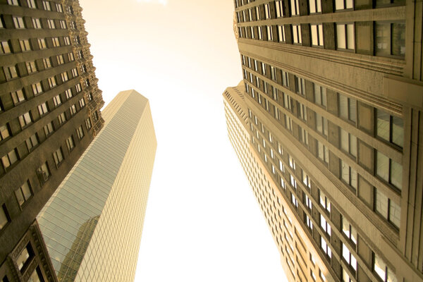 High rise buildings in sepia color tone