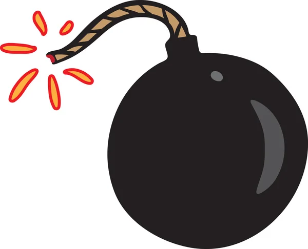 Lite svart bomb med gnista — Stock vektor