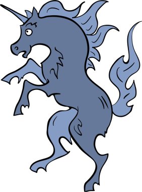 Heraldic blue unicorn clipart