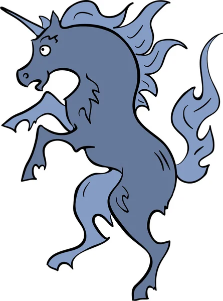 Unicorno araldico blu — Vettoriale Stock