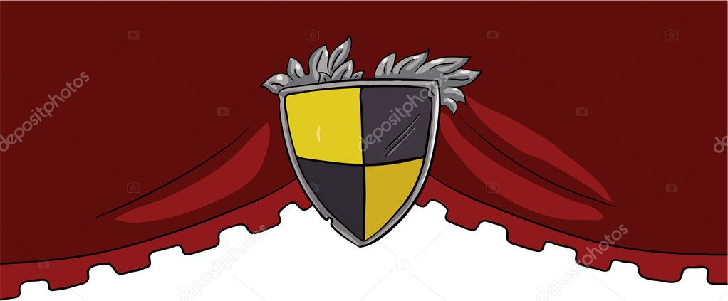 Decorated yellow and black shield