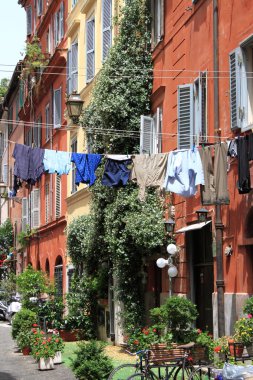 Urban scenic of Trastevere clipart