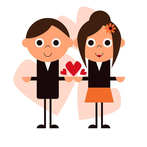 Happy cartoon couple illustration — Stock Vector