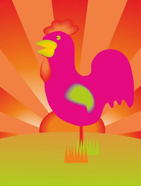 Polla de colores al amanecer — Archivo Imágenes Vectoriales