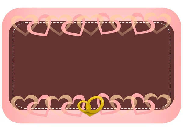 Decorative frame with hearts and rings — Stock Vector