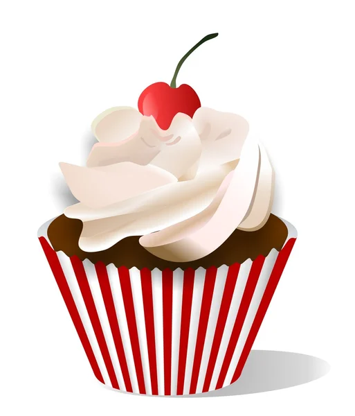 Cupcake vetorial com cereja — Vetor de Stock