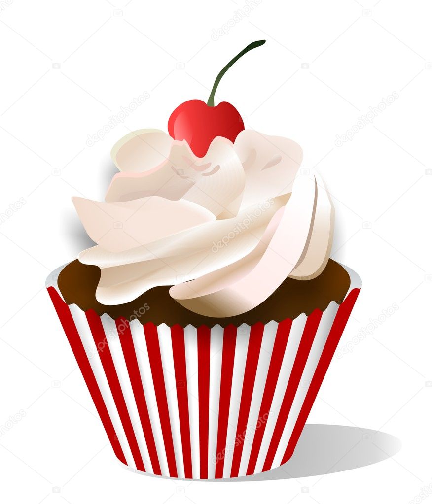 Vector cupcake with cherry