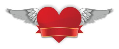 Red heart with angel's wings clipart