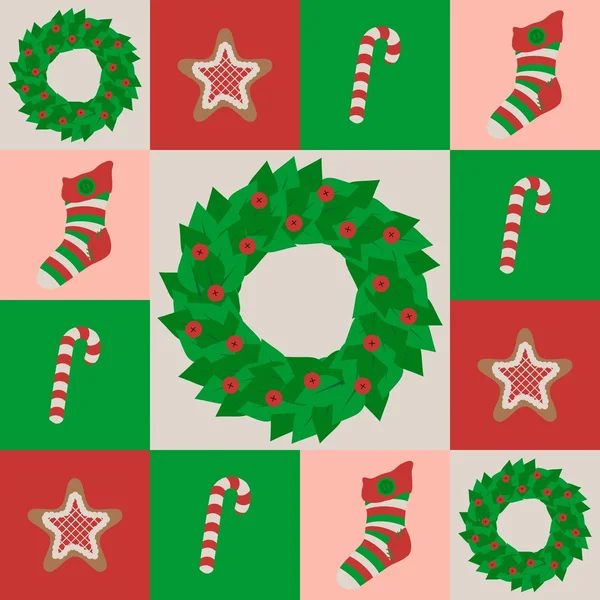 Modèle sans couture avec des attributs de Noël — Image vectorielle
