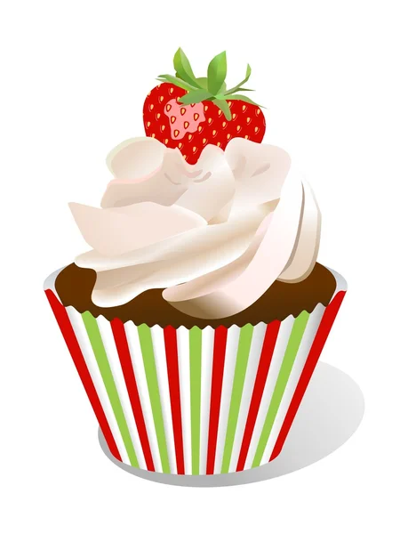 Vektor-Cupcake mit Erdbeere — Stockvektor