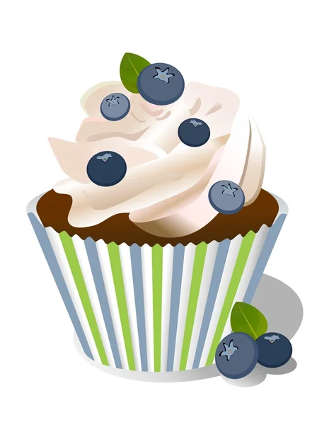 Vektor cupcake med blåbär Royaltyfria illustrationer