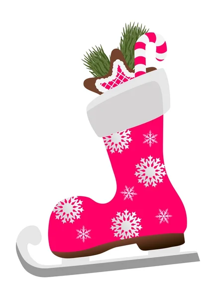Рождественский скейт, ботинок — стоковый вектор