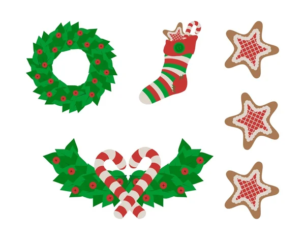 Set di decorazioni natalizie — Vettoriale Stock
