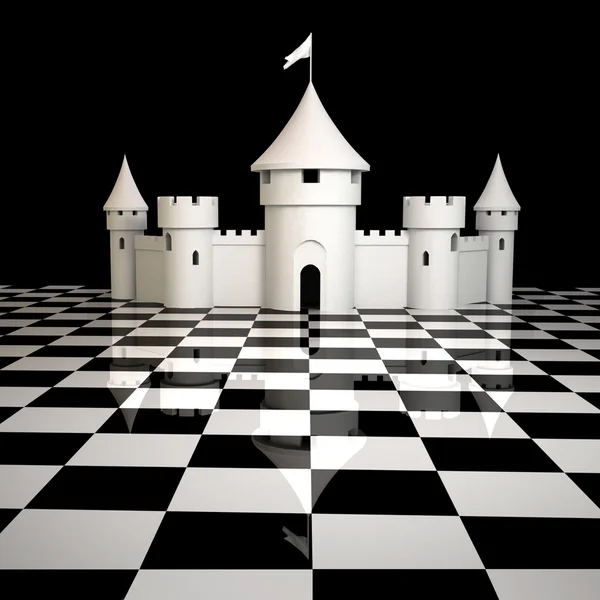 stock image Castle on chess board